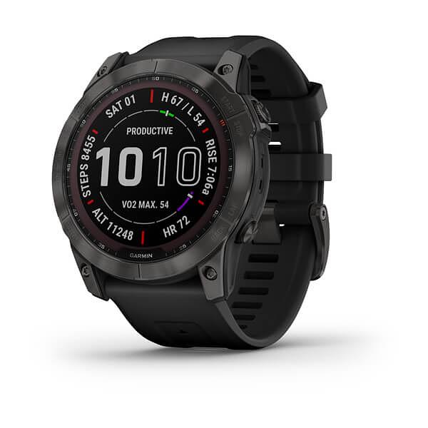Garmin Fenix 7X, Solar Saph,Black Ti W/Black Silicone Band