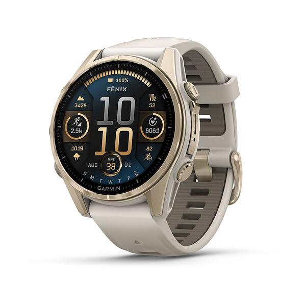 Garmin Fenix 8 43Mm, Glass, Bare Ss/Whitestone, Whitestone Band,Sea (Amoled)