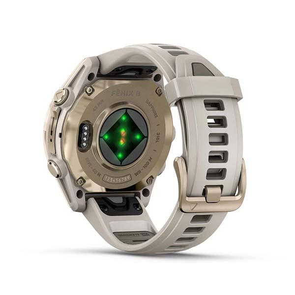 Garmin Fenix 8 43Mm, Glass, Bare Ss/Whitestone, Whitestone Band,Sea (Amoled)
